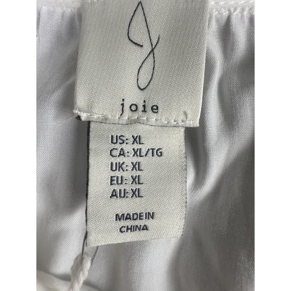 Joie Women's Ruffle Round Neck Lace Trim Long Sleeves Blouse White Size XL - Picture 3 of 9